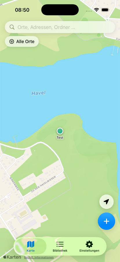 POI Explorer auf dem iPhone: Karte