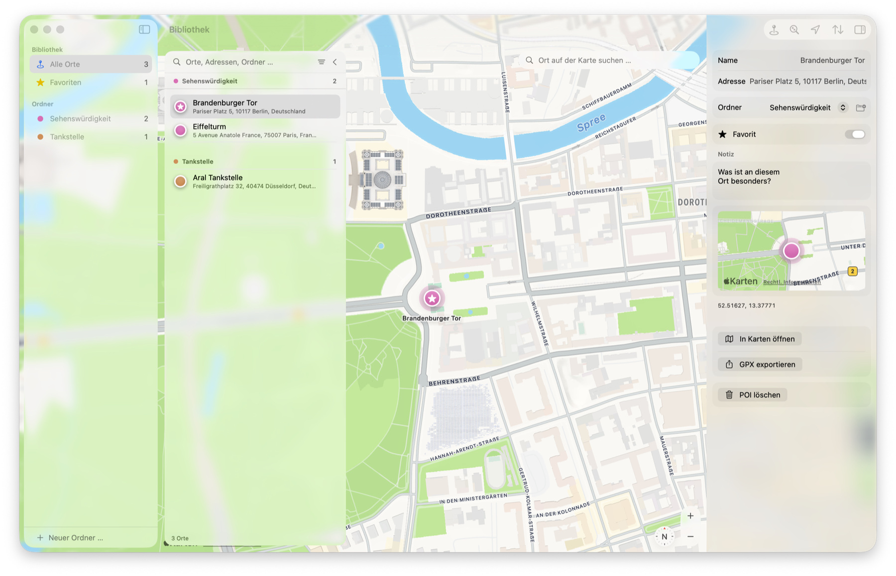 POI Explorer auf dem Mac